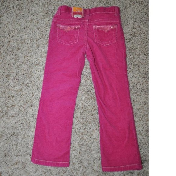 *Corduroy Pants sz 5 Adjustable Waist Sonoma Pink Sequin Stretch 5 Pocket Girls - Picture 2 of 2
